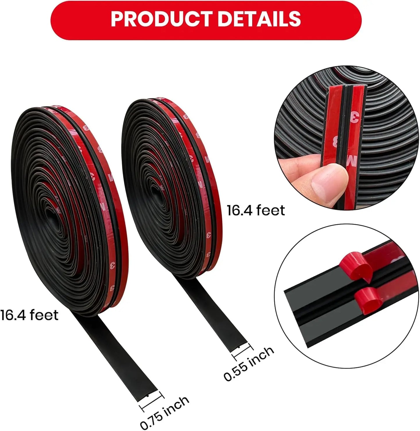 GJANSH 2PCS Windshield Rubber Seal Car Weather Stripping Trim T Shape Sealing Strip for Car Front Rear Windshield