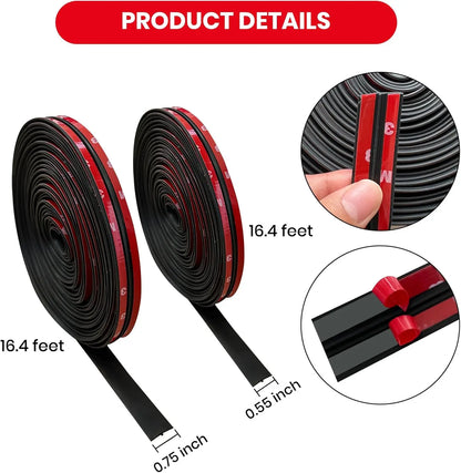 GJANSH 2PCS Windshield Rubber Seal Car Weather Stripping Trim T Shape Sealing Strip for Car Front Rear Windshield