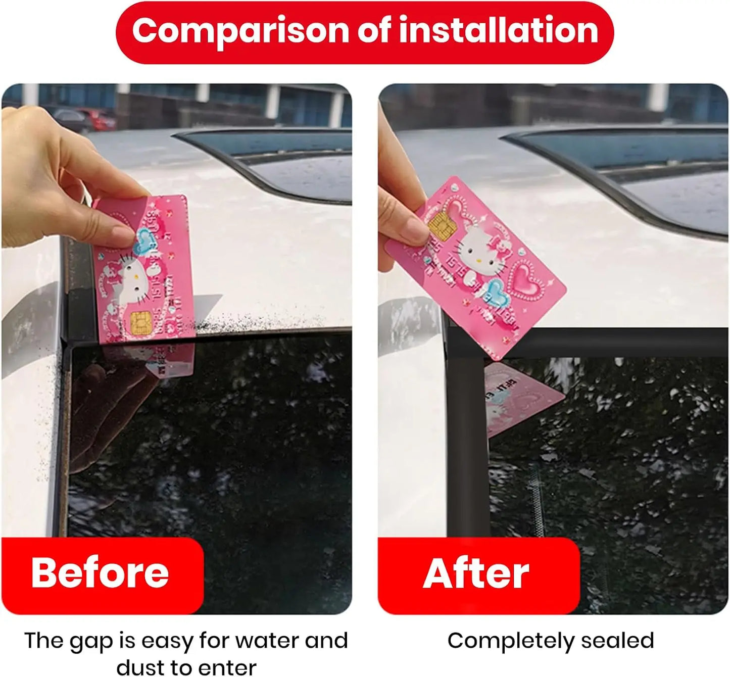 GJANSH 2PCS Windshield Rubber Seal Car Weather Stripping Trim T Shape Sealing Strip for Car Front Rear Windshield