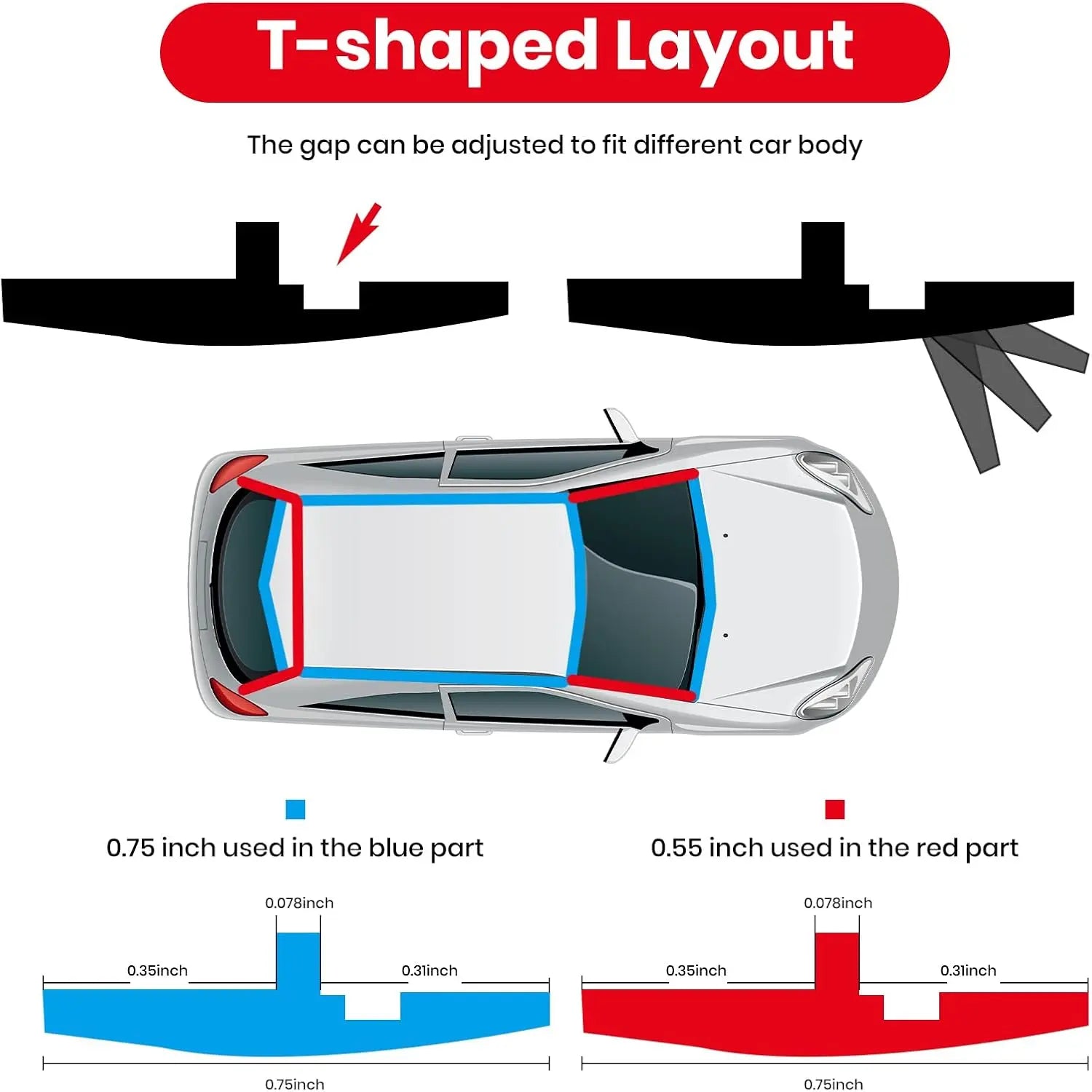 GJANSH 2PCS Windshield Rubber Seal Car Weather Stripping Trim T Shape Sealing Strip for Car Front Rear Windshield