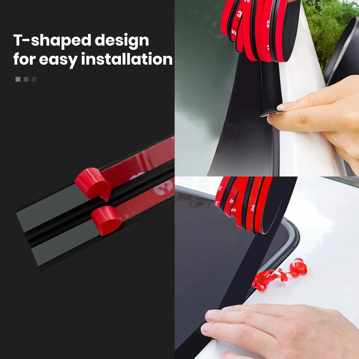 GJANSH 2PCS Windshield Rubber Seal Car Weather Stripping Trim T Shape Sealing Strip for Car Front Rear Windshield