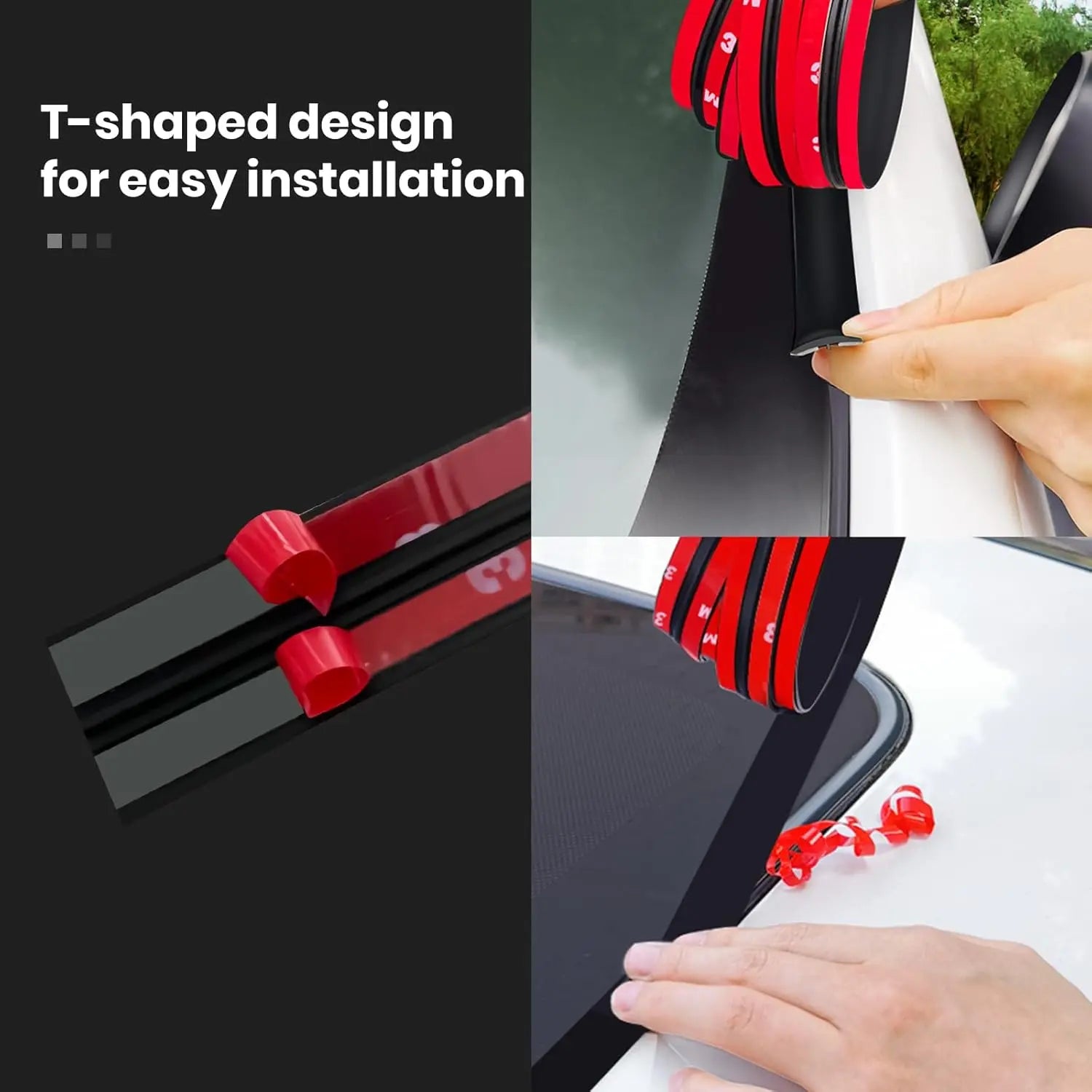 GJANSH 2PCS Windshield Rubber Seal Car Weather Stripping Trim T Shape Sealing Strip for Car Front Rear Windshield